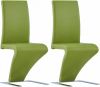 VidaXL Eetkamerstoelen met zigzag vorm 2 st kunstleer groen online kopen