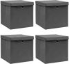 VidaXL Opbergboxen met deksel 4 st 32x32x32 cm stof grijs online kopen