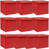 VidaXL Opbergboxen met deksels 10 st 32x32x32 cm stof rood online kopen