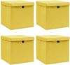 VidaXL Opbergboxen met deksels 4 st 32x32x32 cm stof geel online kopen