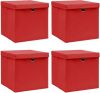 VidaXL Opbergboxen met deksels 4 st 32x32x32 cm stof rood online kopen