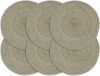 VidaXL Placemats 6 st rond 38 cm jute effen grijs online kopen