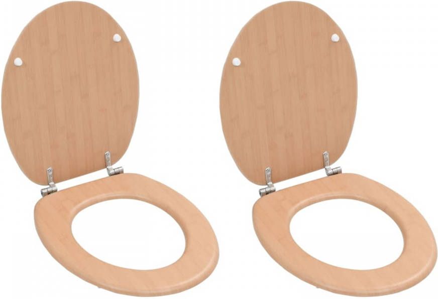 Toiletbrillen 2 st met hard-close deksels MDF bamboeontwerp online kopen