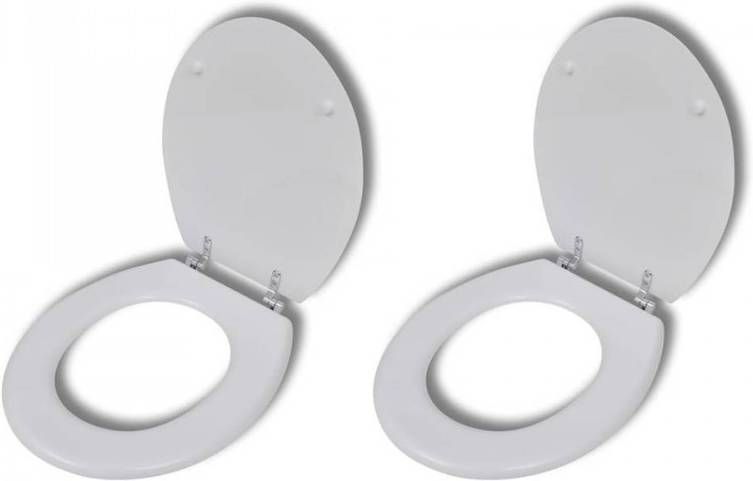 VidaXL Toiletbrillen met hard-close deksels 2 st MDF wit online kopen