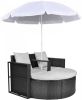 VidaXL Loungebed set poly rattan met parasol  online kopen
