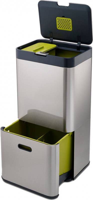 Joseph Intelligent Totem RVS Afvalemmer 60 Liter (36+24 L) Receptenvandaag.nl