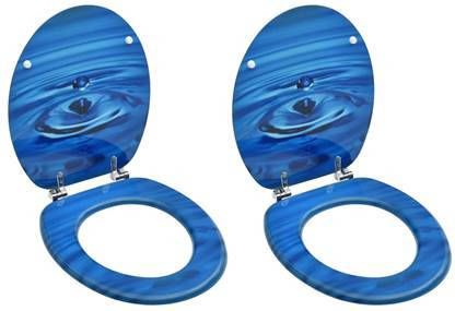 VidaXL Toiletbrillen Met Deksel 2 St Waterdruppel Mdf Blauw online kopen