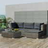 VidaXL 5 delige Loungeset Met Kussens Poly Rattan Grijs online kopen