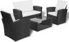 VIDAXL 4 delige Loungeset met kussens poly rattan zwart online kopen