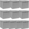 VidaXL Opbergboxen met deksel 10 st 32x32x32 cm stof grijs online kopen