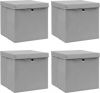 VidaXL Opbergboxen met deksel 4 st 32x32x32 cm stof grijs online kopen