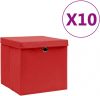 VidaXL Opbergboxen met deksels 10 st 28x28x28 cm rood online kopen