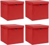 VidaXL Opbergboxen met deksels 4 st 32x32x32 cm stof rood online kopen
