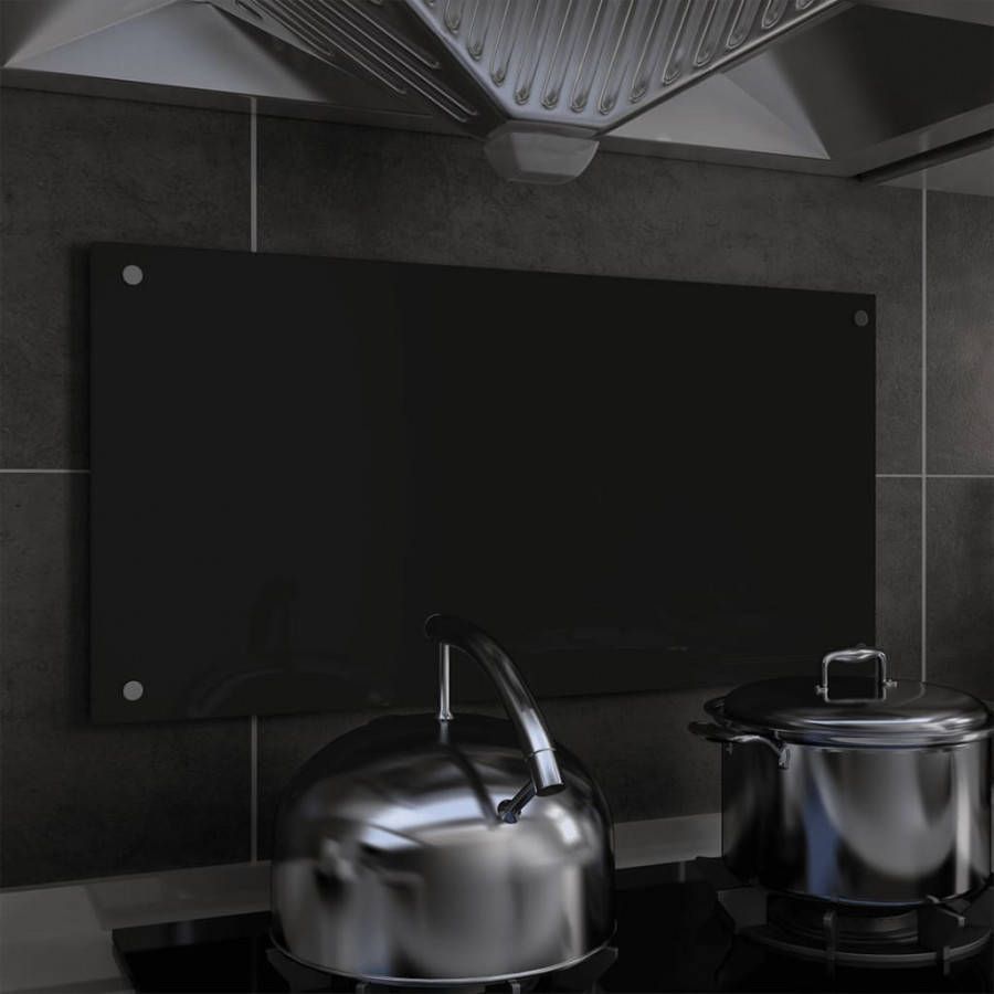 VidaXL Spatscherm keuken 80x40 cm gehard glas zwart online kopen