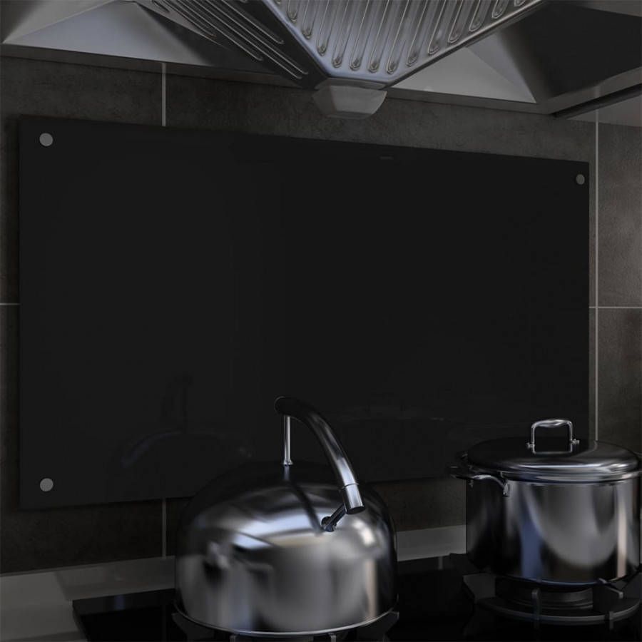 VidaXL Spatscherm keuken 90x50 cm gehard glas zwart online kopen
