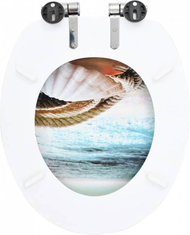 VidaXL Toiletbril met soft-close deksel MDF schelpen print online kopen