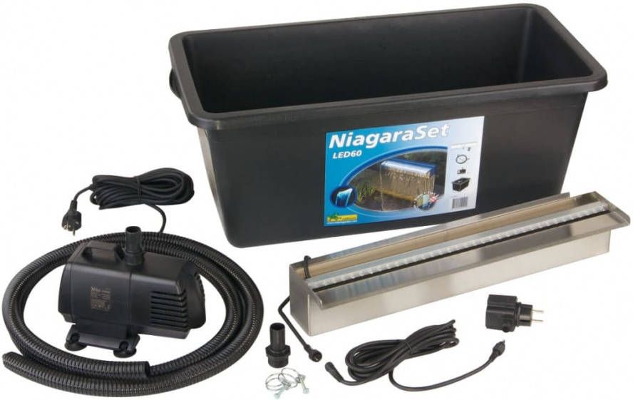 VidaXL Niagara Balk / Waterval RVS + LED verlichting 60cm Incl. Pomp online kopen