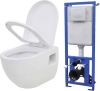 VidaXL Hangend toilet met verborgen stortbak keramiek wit online kopen