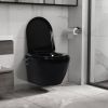 VidaXL Hangend toilet randloos met bidetfunctie keramiek zwart online kopen