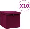 VIDAXL Opbergboxen met deksels 10 st 28x28x28 cm donkerrood online kopen