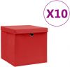 VidaXL Opbergboxen met deksels 10 st 28x28x28 cm rood online kopen