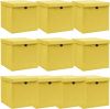 VidaXL Opbergboxen met deksels 10 st 32x32x32 cm stof geel online kopen