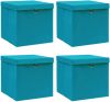 VidaXL Opbergboxen Met Deksels 4 St 32x32x32 Cm Stof Babyblauw online kopen