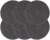 VidaXL Placemats 6 st rond 38 cm jute donkergrijs online kopen