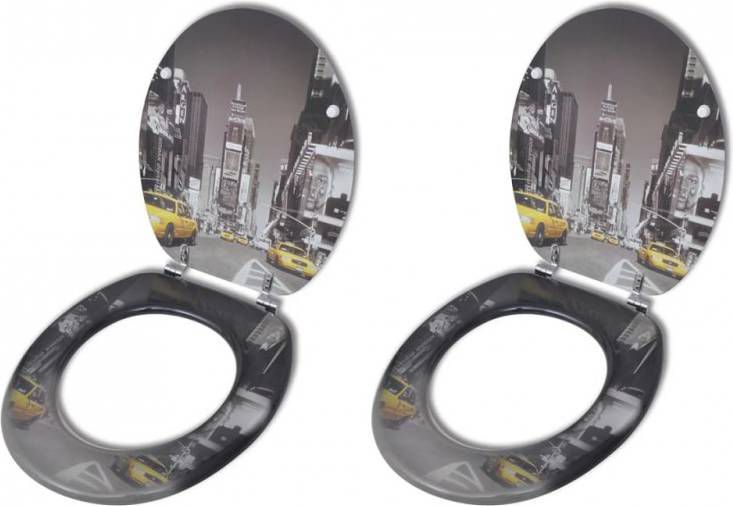 VidaXL Toiletbril Met Hard closedeksel 2 St Mdf New York online kopen