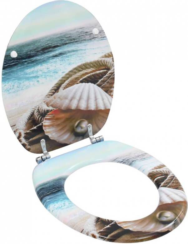 VidaXL Toiletbril met soft-close deksel MDF schelpen print online kopen