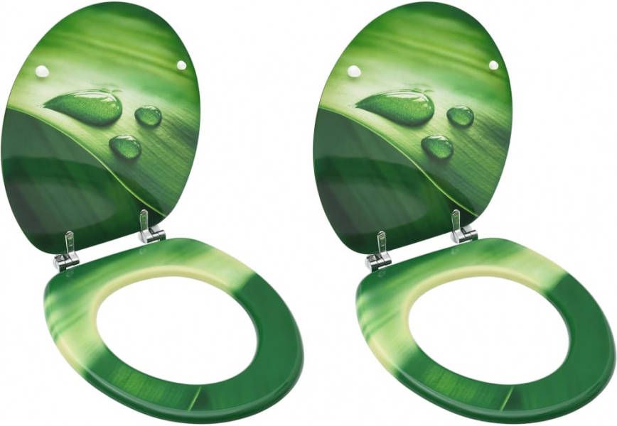 VidaXL Toiletbrillen Met Deksel 2 St Waterdruppel Mdf Groen online kopen