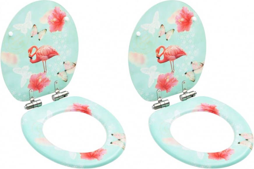 VidaXL Toiletbrillen Met Soft close Deksel 2 St Flamingo Mdf online kopen