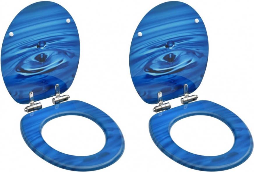 VidaXL Toiletbrillen Met Soft close Deksel 2 St Waterdruppel Mdf Blauw online kopen