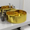 VIDAXL Wastafel met overloop 46, 5x15, 5 cm keramiek goudkleurig online kopen