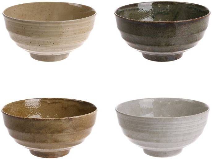HKliving Japanese Kom Noodles Keramiek Set van 4 16,8 x 16,8 x 8,5 cm -  Receptenvandaag.nl webshop